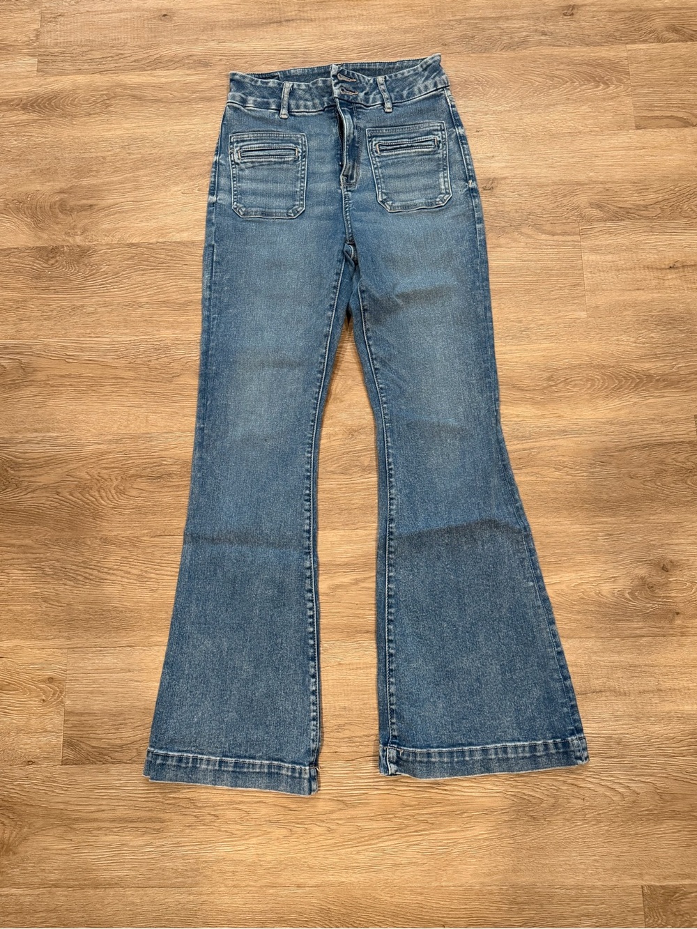 American Eagle Outfitters Medium Blue High-Rise Flare Jeans